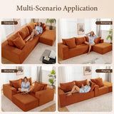 INGEROOM 108" Cloud Sectional Couch with L-Shape Chaise, Modular Sofa Memory Foam, Boneless Sofa with Movable Ottoman, Upholstered Couches for Living Room Bedroom, No Assembly Required, Orange INGEROOM