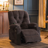 MCombo Electric Power Swivel Glider Rocker Recliner Chair with Cup Holders for Nursery, Hand Remote Control, USB Ports, 2 Side & Front Pockets, Plush Fabric 7797 (Grey) MCombo