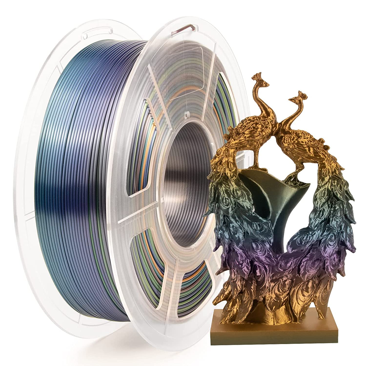 IEMAI Rainbow Silk PLA Filament 1.75mm, High-Speed 3D Printer Filament at 30-600mm/s, Rapid Color Changing Gradient Filament, Metallic Shiny Finish, 1kg/2.2lbs Spool - WoodArtSupply