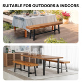 VINGLI Outdoor Bench with Metal Legs Rustic, Wood Dining Bench Indoor Outdoor Porch Benches for Yard Garden Dining (63in) VINGLI