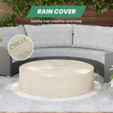 COSIEST 2-Piece Outdoor Propane Firepit Table Set w Tank Table, 42" Fire Table Certified, 50,000 BTU w Gray Round Base,Wind Guard and 16 inches Tank Side Table 20lb for Garden,Pool COSIEST