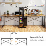 IRONCK Computer Desk 47" with Power Outlet & Storage Shelves, Study Writing Table with USB Ports Charging Station, PC Desk Workstation for Home Office, Rustic Brown IRONCK