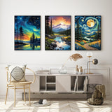 4 Pack Diamond Art Kits for Adults, 5D Full Drill Landscape Diamond Painting Kits for Beginners, Forest Mountain Starry Sky Gem Art and Crafts Home Wall Decor 12 X 16 inch Ninonly