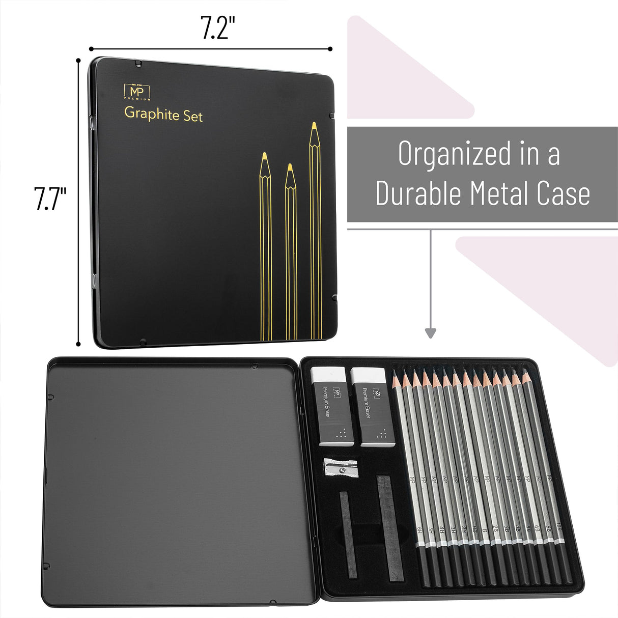 Mr. Pen- Sketch Pencils for Drawing, 19 Pcs, With Graphite Sticks, Erasers and Sharpener, Art Pencils for Sketching, Back to School Supplies Mr. Pen