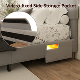 King Size Platform Bed Frame with Velvet Upholstered Headboard, Button Tufted Headboard and Footboard, Anti-Collision Soft Rounded Corners, No Box Spring Needed, Easy Assembly, Light Gray viplov