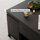 homary Black Lift-Top Coffee Table with Hidden Storage, Multifunctional 3-in-1 Modern Coffee Table with 4 Stools and Lockable Wheels for Living Room (Black) homary
