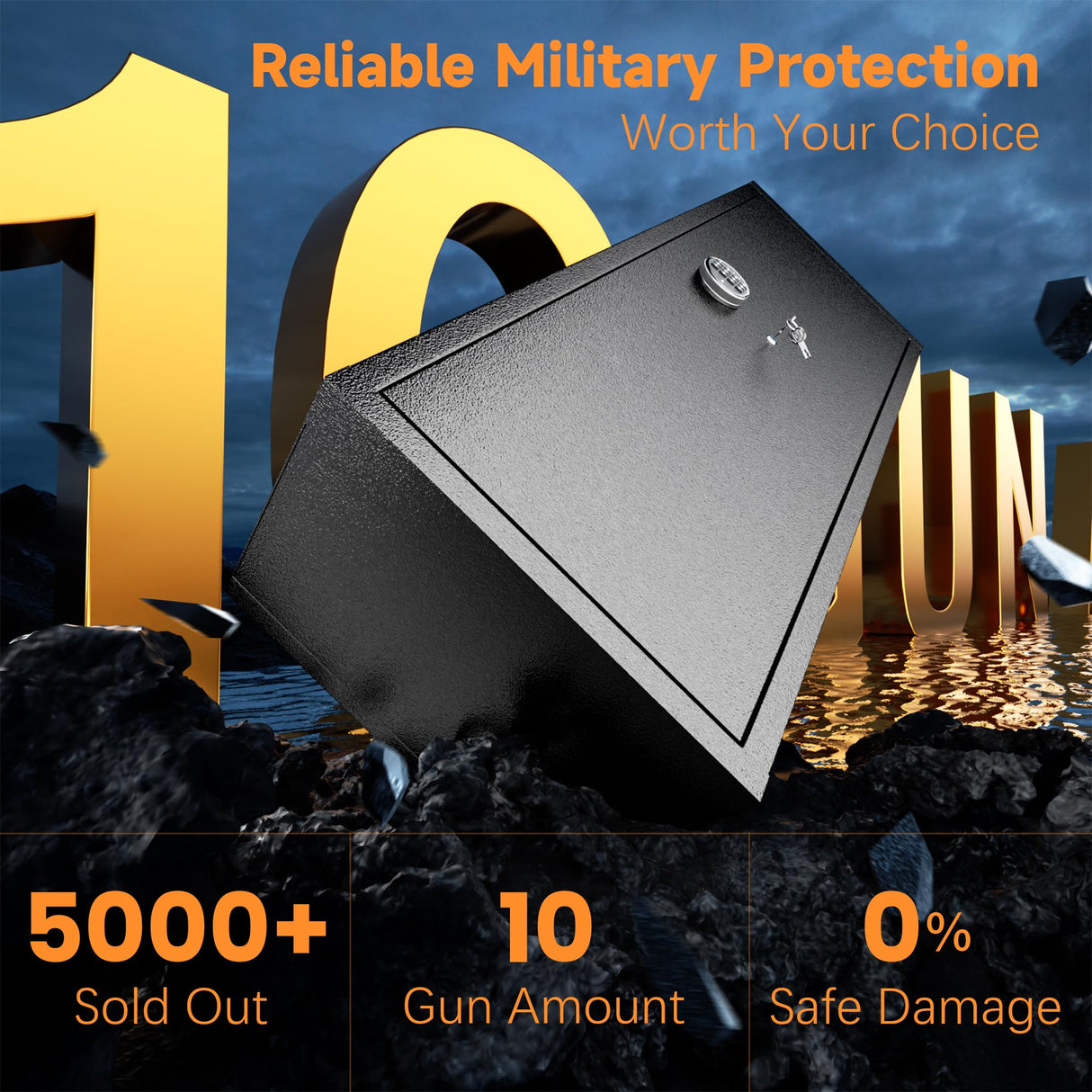 Greenvelly 10-14 Gun Safe for Rifles and Pistols,Quick Release Fireproof Gun Safe with Adjustable Shelves and Pockets,Locking Large Gun Cabinet with Rifle Rack for Home and Shotgun Greenvelly