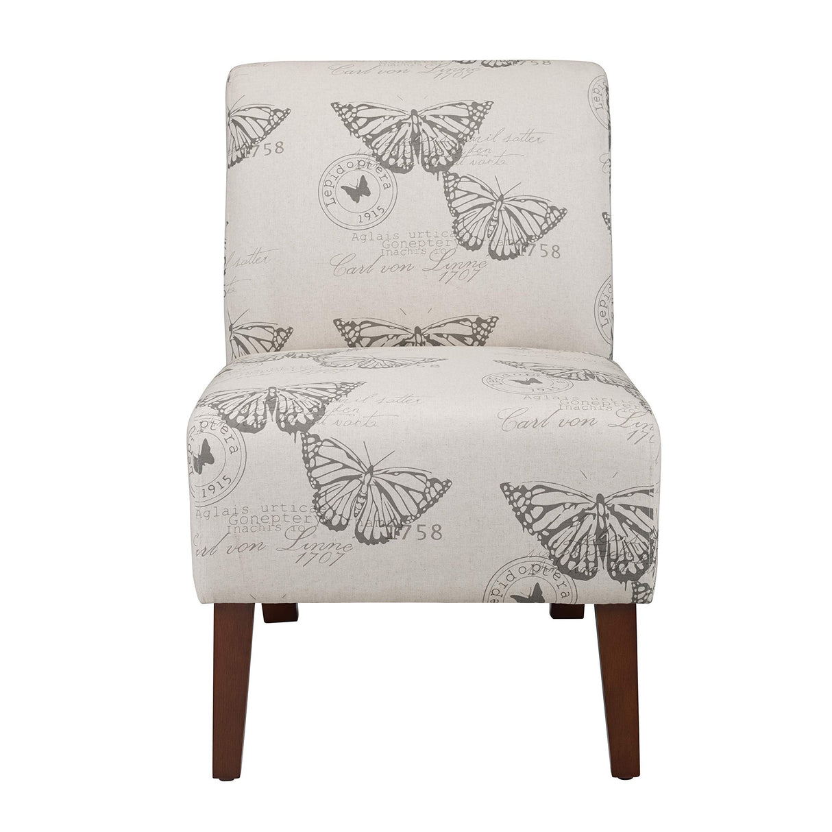 Linon Butterfly, Dark Espresso Linen Lily Chair, 21.5" W x 29.5" D x 31.5" H Linon