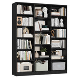 FACBOTALL Triple Wide Bookshelf, 6 Tier Large Bookshelf, Bookcase with 17 Open Display Shelves, 74'' Tall Bookcases and Bookshelves for Living Room, Home Office, Library, Black FACBOTALL