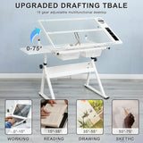 LifeSky Drafting Table Adjustable for Artists - Art Drawing Desk with Storage for Painting Sketching - Glass Top for Painters Illustrators Cartoonists White LIFE SKY