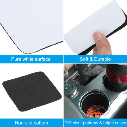 PATIKIL 4in Sublimation Coasters Blanks, 20pcs Sublimation Car Coasters Blanks Bulk Cup Mat Sublimation Blanks Rubber for Crafts DIY Iron On Heat Transfer Press Printing, Square