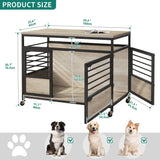 YITAHOME 39" Dog Crate Furniture with Wheels, Heavy Duty Wood Dog Cage Table with Double-Doors Chew-Resistant Farmhouse Decorative Wooden Dog Kennel Indoor for Large and Medium Dogs, Grey YITAHOME