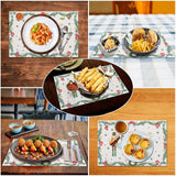 Christmas Placemats Set of 4, 12×18 Inch Xmas Linen Fabric Table Mats for Party Kitchen Dining Decoration Grtfcolr