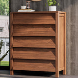IRONCK 5 Drawer Dresser for Bedroom, Modern Chest of Drawers with Handleless Design, Wooden Tall Dresser Storage Cabinet Bedroom Furniture for Living Room, Hallway, Closet, Walnut IRONCK