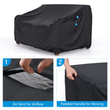Heavy Duty Patio Sofa Cover Waterproof, Mrrihand 2-Seater Outdoor Sofa Loveseat Cover, Outdoor Patio Furniture Cover with Air Vent and Handles, 60" L×34" D×30" H, Black Mrrihand