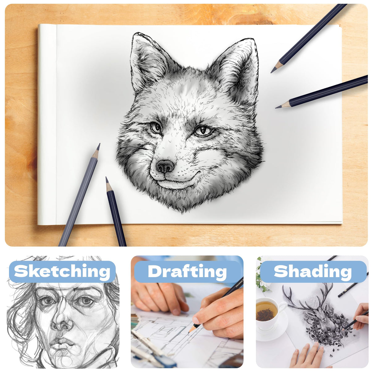 ArtSkills Sketch Pencils for Drawing, Graphite Art Pencil Set for Sketching & Shading, 8pc ArtSkills