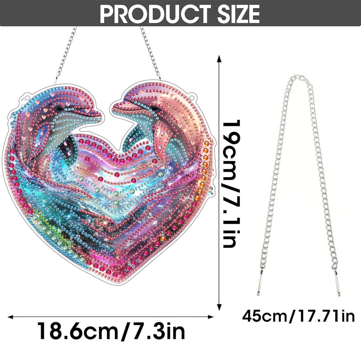 SKRYUIE Hanging Diamond Art Kits for Adults Pendant Dolphin, Special Shaped Crystal DIY Diamond Painting Kit, Acrylic Board Wreath Pendants Double Sided, Home Decor 7.48 x 7.32 Inch c1 SKRYUIE
