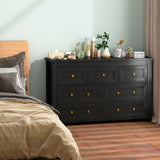 Wodeer Black 7 Drawers Dresser for Bedroom,Wood Farmhouse Storage Chest of Drawers, Dresser with Metal Handles,Dressers Organizer for Bedroom, Living Room,Hallway,Nursery,Black Wodeer