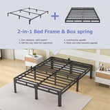 NKZ 18 Inch King Size Bed Frame, Metal Bed Frame & Box Spring 2 in 1 Platform with Round Corner Legs, 4000Lbs Heavy Duty Metal Frame, Mattress Slide Stopper, Headboard Hole, Noise-Free, Easy Assembly NKZ