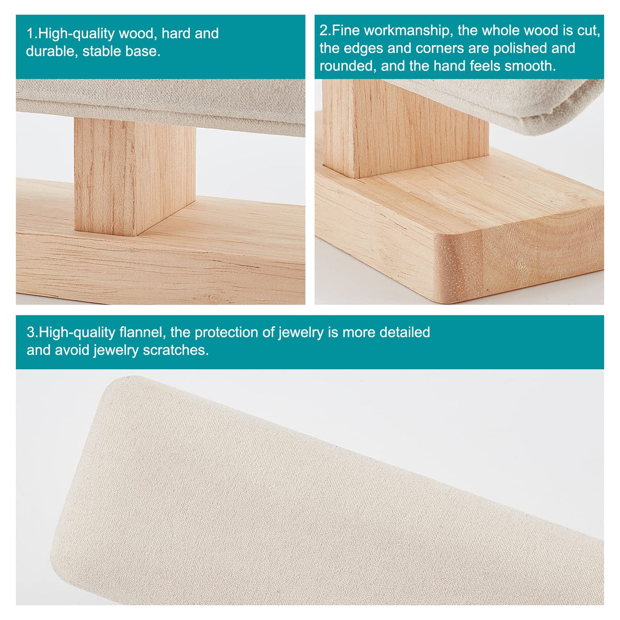 NBEADS Wooden Watch Display Stand, T-Bar Bracelet Holder Faux Suede Jewelry Organizer Holder Removable Bangle Pendants Anklet Tower Rack for Home Use, Retail Display Selling Gainsboro, 7.6x1.9x3.5inch NBEADS