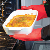 Ekogrips+ Oven Gloves with Fingers, Comfy Waterproof Heat Resistant Cooking Gloves -Long Cuff and Good Dexterity, Silicone Oven Mitts, Insulated BBQ Gloves, Outdoor Grill Gloves, Orange, OSFM Jolly Green Products
