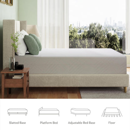 Queen Mattress in a Box, 10 inch Mattresses for Platform Bed Double Size Daybed, Green Tea Memory Foam Medium Firm