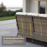 Belord 6-Seater Outdoor Sectional Sofa L Shaped Couch Patio Conversation Furniture Set, PE Wicker Patio Sectional Sofa with Removable Beige Cushion for Deck Sunroom Backyard Belord