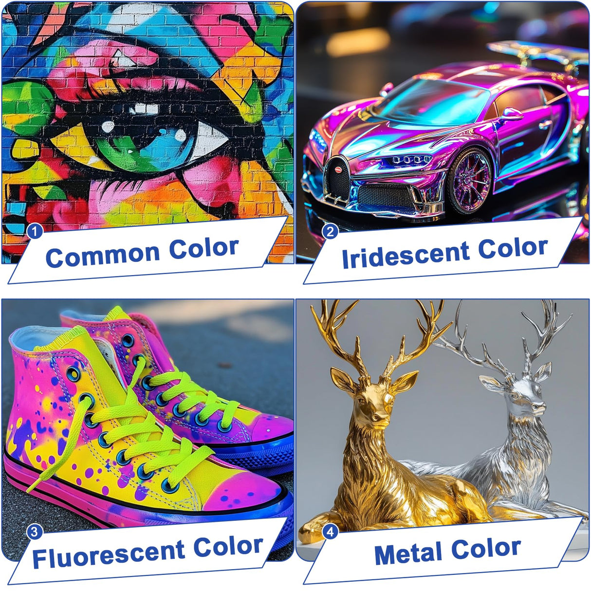 Airbrush Paint - 43 Colors Air Brush Paint Set with 2 Thinners, Ready to Spray Acrylic Pigments for Paintings, Water-Based Acrylic Dye for Metal, Plastic, Canvas, Wood, Leather, Shoes - 20ml/Bottle ART Hoom