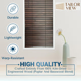 TailorView Customizable Wood Horizontal Cordless Window Blinds - 2 Inch Slats - Walnut (Medium-Dark Brown,) Outside or Inside Mount. TailorView