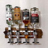 HAPYFMSHI Wall-Mounted House Liquor Dispenser | Alcohol Station Cocktail Tap, Push-Release Valves, Home Bar, Man Cave | Easy Assemble - Wooden Board NOT Included (4 Bottle) HAPYFMSHI