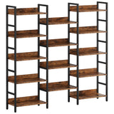 Triple Wide Industrial Bookshelf with 5 Tiers and Metal Frame by IRONCK IRONCK