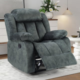 INZOY Manual Recliner Chair with Padded Armrest, Wall-Hugger Single Sofa Recliners with Overstuffed Back, Classical Fabric Reclining Chairs for Living Room Theater Seating, Grey INZOY