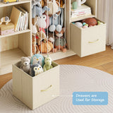 EXPERLAM Toy Storage Organizer with Stuffed Animal Storage, Wooden Toy Organizer & Stuffed Animal Zoo, 6 Cubes Shelf with Removable Drawers, 4 -in-1 Book Shelf for Kids Room, Playroom, Nursery EXPERLAM