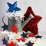 Bucherry 135 Pcs Wooden Stars Decorations 4th of July Patriotic Star Ornaments for Crafts Red White Blue Star Shape Cutouts Vase Bowl Filler Tiered Tray Decor for Independence Memorial Day Bucherry