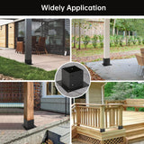 Grehitk 4×4 Post Base 4 Pcs,Deck Post Brackets,Inner Size 3.5"x3.5" Thick Steel Fence Post Anchor Base,Black Powder Coated Heavy Fence Post,for Supports Porch Railing Post Holders Pergola Brackets Grehitk