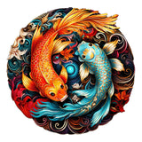 Woodemon Wooden Puzzles for Adults, Yin Yang Fish (M-185pcs) Wooden Jigsaw Puzzles Kids, 11.4*11.2in Unique Shaped Animal Wood Puzzles Adults, Christmas Puzzles Xmas Birthday Gifts Family Puzzle Games Woodemon