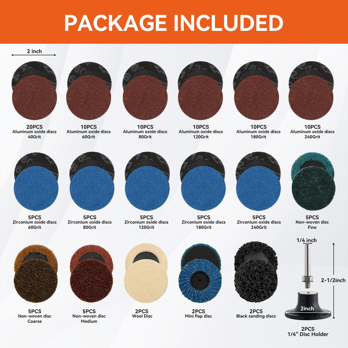 Aolabela 118Pcs Die Grinder Sanding Disc Set - 2 Inch Quick Change with 1/4 inch Holder Discs Surface Conditioning & Grinding Accessories Kit for Die Grinder Attachments Rust & Paint Removal Aolabela