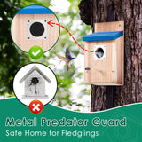 Dreyoo 2 Pack Cedar Bluebird Box Houses for Outside, 1-1/2'' Entrance Hole Wooden Bird Houses with Metal Guard, Secure Latch, Fledgling Grooves, Air Vents for Bluebird Wren Swallow Dreyoo