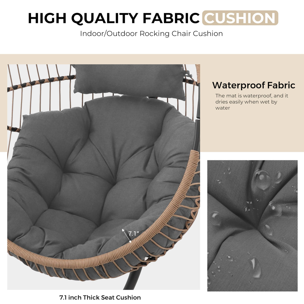 GREEN MORE Oversized Egg Swing Chair with Stand, Hanging Swing Chair, Foldable Hammock Chair with Steel Frame, 350LBS Capacity for Patio Garden Bedroom, Beige GREEN MORE