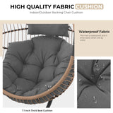 GREEN MORE Oversized Egg Swing Chair with Stand, Hanging Swing Chair, Foldable Hammock Chair with Steel Frame, 350LBS Capacity for Patio Garden Bedroom, Beige GREEN MORE