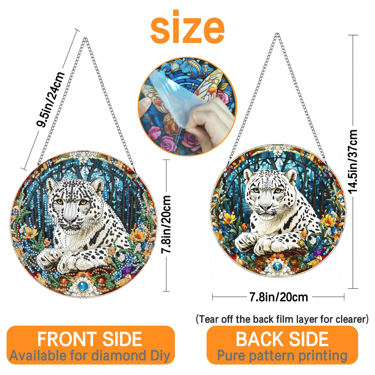 Ginfonr Diamond Painting Kits Hanging Pendant, Tiger Sun Catcher for Front Door Sign, Animal Rhinestone Diamond Decor for Porch, Double Sided Home Hanging Kits for Garden Wall Window (8 x 8inch) Ginfonr