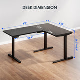 FLEXISPOT L Shaped Standing Desk, 63 x 47 Inch Electric Height Adjustable Corner Desk, Sit Stand Computer Workstation, Preset Controller, Home Office, Black Frame with Black Top FLEXISPOT