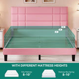 YITAHOME Full Bed Frame Velvet Fabric Upholstered Platform with Headboard and Strong Wooden Slats, Non-Slip and Noise-Free,No Box Spring Needed, Easy Assembly,Pink YITAHOME