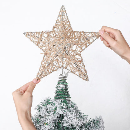 Baquler Farmhouse Christmas Tree Star Topper Decorations Light up Christmas Tree Topper with 10 LED Lights for Rustic Xmas Party Ornament Home Decor