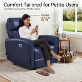 MCombo Power Small Recliners for Small Spaces, Modern Zero Wall Hugger Recliners Chair with Lumbar Support, USB and Charging Ports, FSC Certified, Faux Leather PR699 (Navy Blue) MCombo