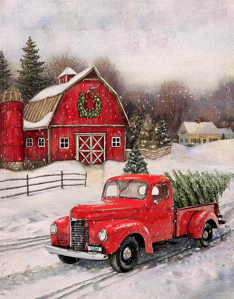 RUIHA Christmas Diamond Painting Kits,Winter Diamond Art Kit for Adults,5D Truck Paint with Diamond Full Drill for Parents-Children Interrction,Wall Decor(12x16) RUIHA