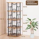 TEROL 4-Tier Rotating Book Shelf, 360° Display Spinning Bookshelf Tower, Book Organizer, Floor Standing Bookcases for Small Space, Corner Book Shelf for Bedroom, Living Room, Study Room (RUSTIC BROWN) TEROL