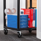 Line Leader Plastic AV Cart with Keyboard Tray and Locking Metal Cabinet, Heavy Duty Mobile Workstation with 4 Rolling Casters, 2 Locking Brakes, Heavy Duty, Holds up to 75 lbs (42 Inch w Cabinet) Stand Steady