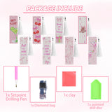 8 Pcs Bow Diamond Art Bookmarks Kit with Tassels, Cute Pink Diamond Painting Bookmarks for Women Book Lovers, DIY Bookmark Making Kit for Adults Beginners Aesthetic Crafts CRASHOT