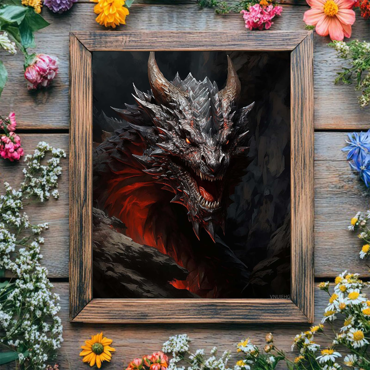 VNUIEHG Dragon Paint by Numbers for Adults, Acrylic Oil Painting by Numbers Kits for Beginner with Paintbrushes Brushes Paintwork Art Canvas for Home Decor 16x20 inch / 40x50 cm VNUIEHG